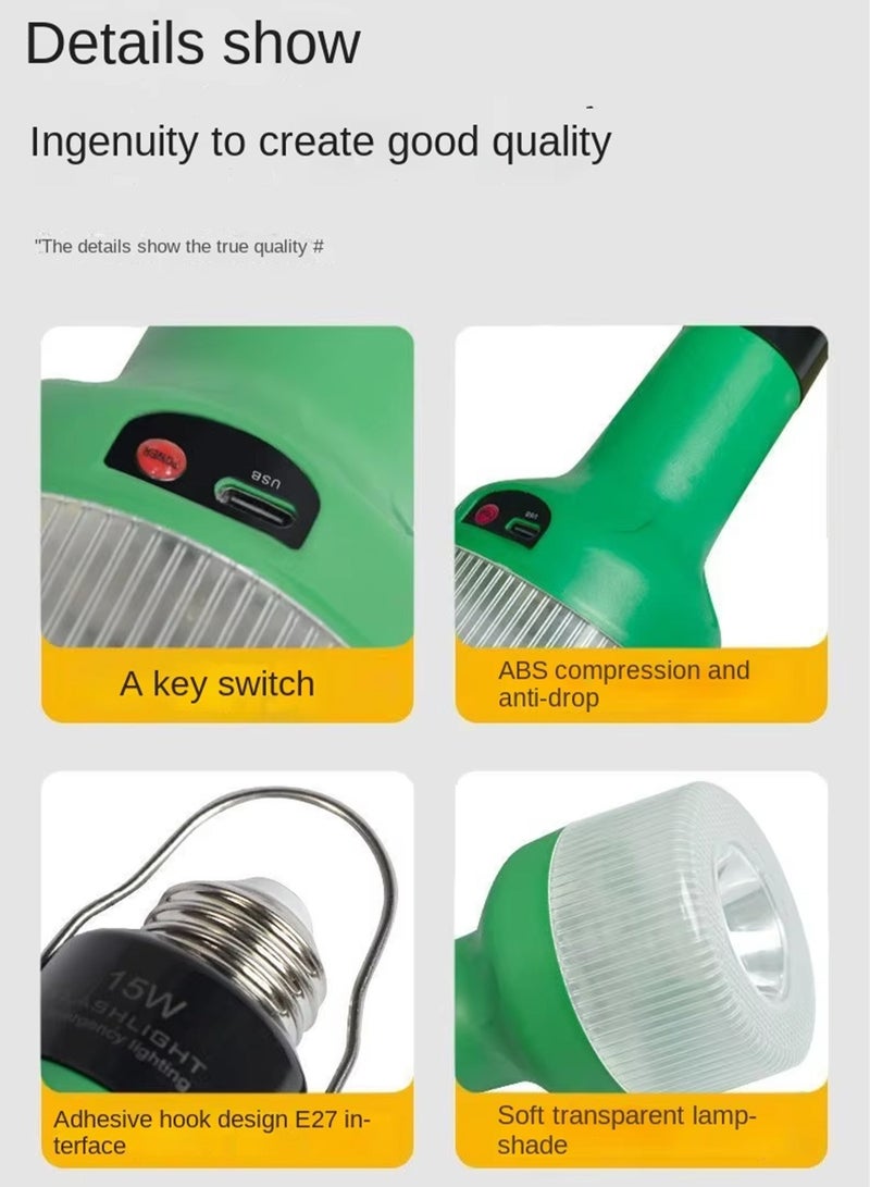 DBLEW مصباح طوارئ LED قابل لإعادة الشحن مع شحن Type-C 15W/18W ضوء تخييم متعدد الوظائف للمنزل، الصيد والأنشطة الخارجية قاعدة E27/B22 أبيض بارد - Image 5