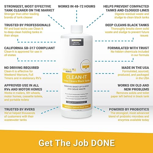 Unique Clean-It RV Black Tank Deep Cleaner Liquid - Effectively Resets Dirty RV Black Tanks - Eliminates Odors and Waste (32 oz) - Image 4