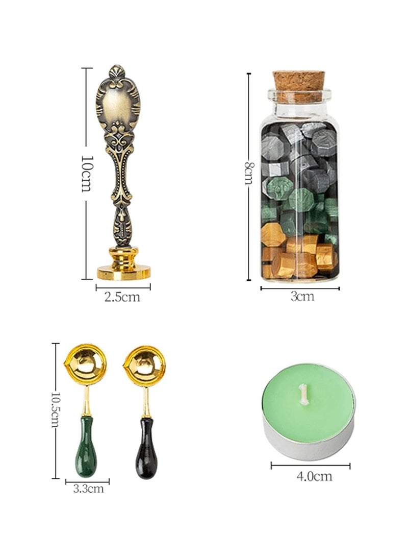 general Vintage Wax Seal Set Seal Wax Bead Wax Seal Stamp Wax Melting Spoon Candle with Beautifully Wrapped Envelopes Letters Wedding Invitations Wrap Seal and Decoration - Image 2