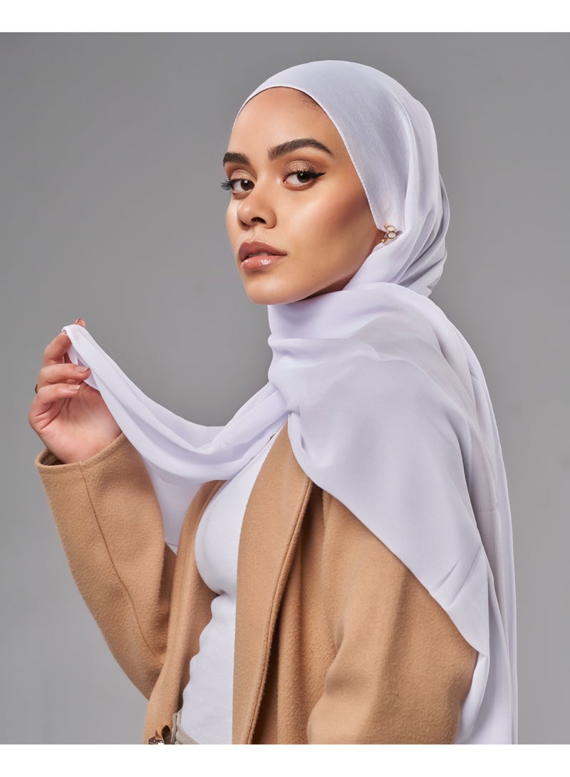 Lavezzi Soft Chiffon Hijab for Women, Solid Color Soft Chiffon Crepe Hijab Scarf – Long Fashion Hijabs Scarves - Muslim Scarf Hijab – Hijab Shawl - White - Image 4