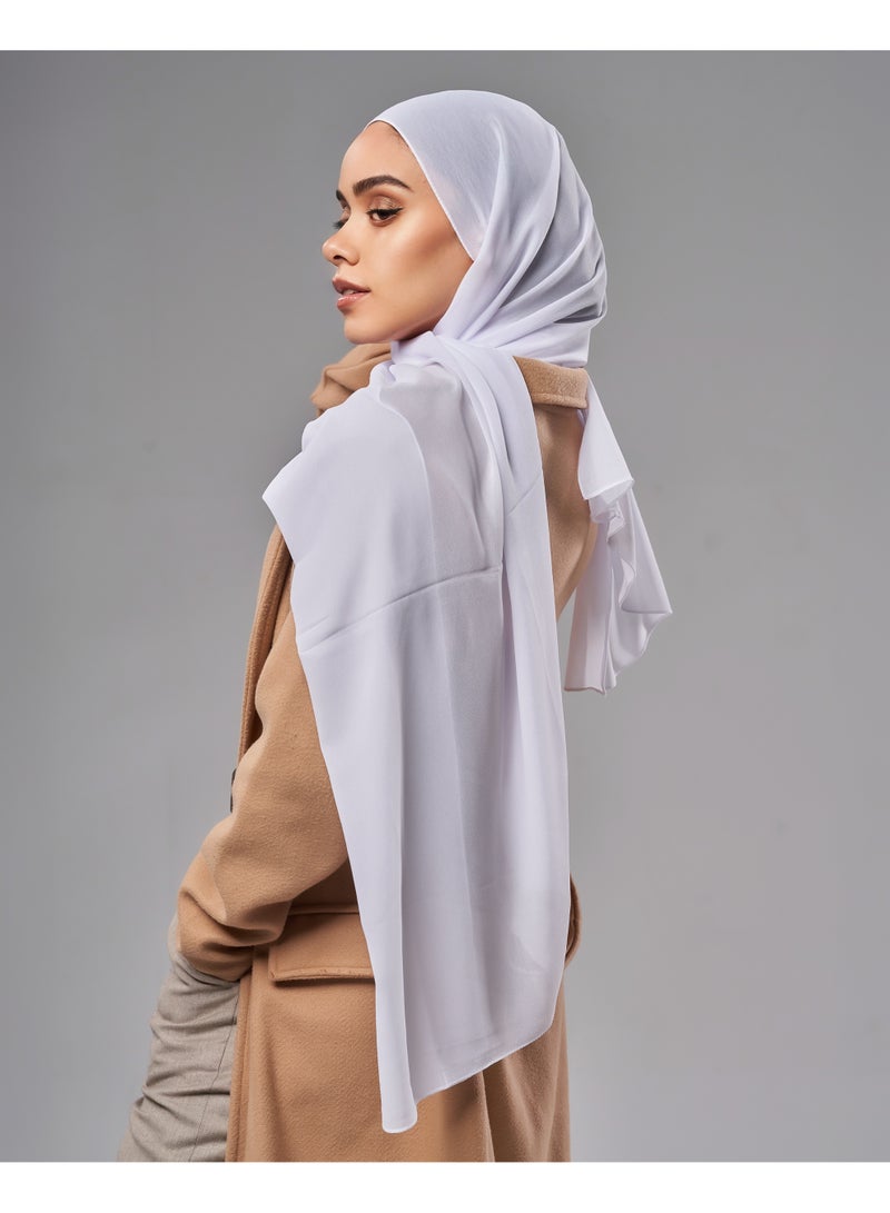 Lavezzi Soft Chiffon Hijab for Women, Solid Color Soft Chiffon Crepe Hijab Scarf – Long Fashion Hijabs Scarves - Muslim Scarf Hijab – Hijab Shawl - White - Image 1