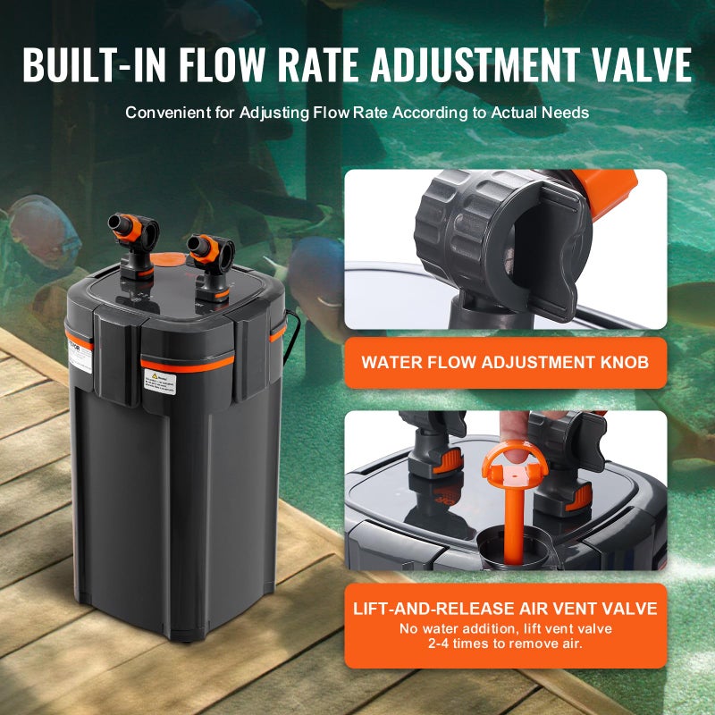 VEVOR Aquarium Filter 317GPH, 4-Stage Canister Filter 75-100 Gallon, Ultra-Quiet Internal Aquarium Filter with UV Protection, Submersible Power Filter with Multiple Function for Fish Tanks, 12W - Image 4
