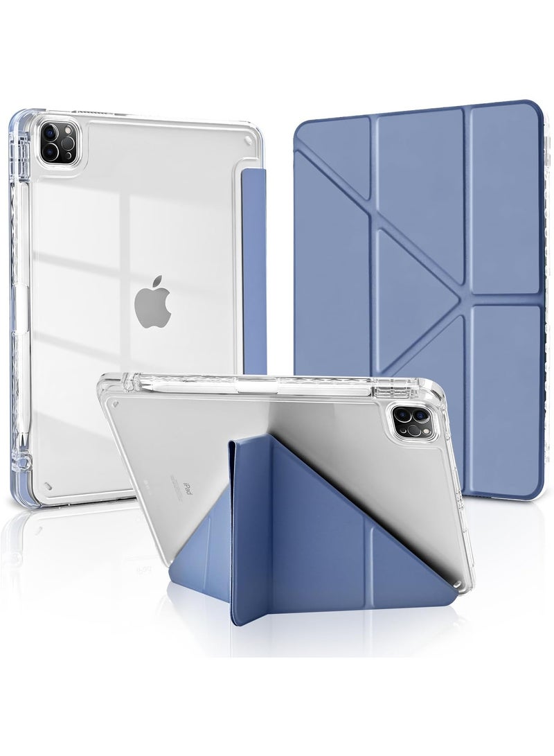 ELTRAZONE Case for iPad Pro 11 Inch 2022/2021/2020/2018 4th/3rd/2nd/1st Gen with Pencil Holder, 5-in-1 Multiple Viewing Angles, Shockproof Clear Transparent Back Protective Case, Grey - Image 1