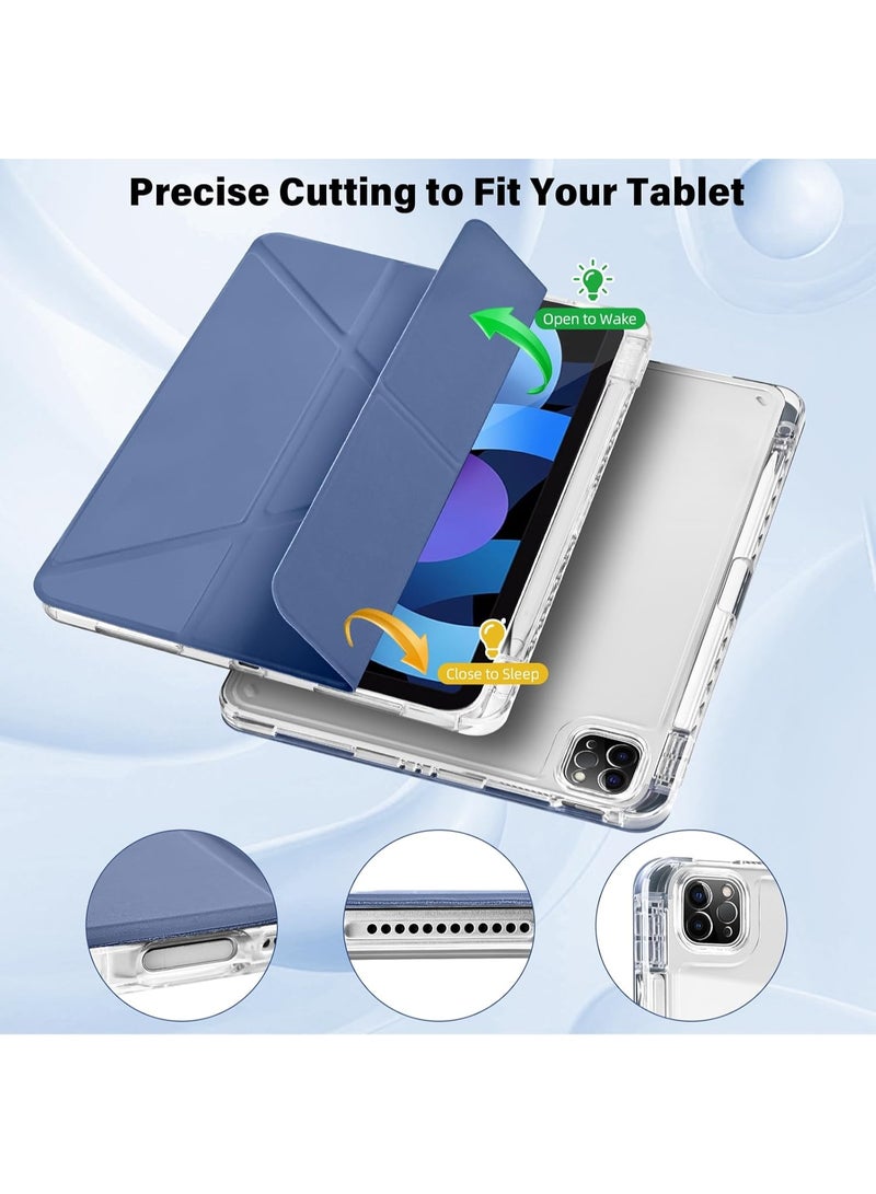 ELTRAZONE Case for iPad Pro 11 Inch 2022/2021/2020/2018 4th/3rd/2nd/1st Gen with Pencil Holder, 5-in-1 Multiple Viewing Angles, Shockproof Clear Transparent Back Protective Case, Grey - Image 3