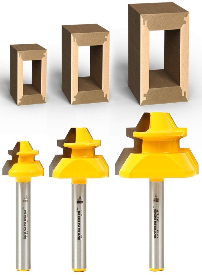 YONICO Lock Miter Router Bit Set 3 Bit 45 Degree 1/2-Inch Shank 15334 - Image 2