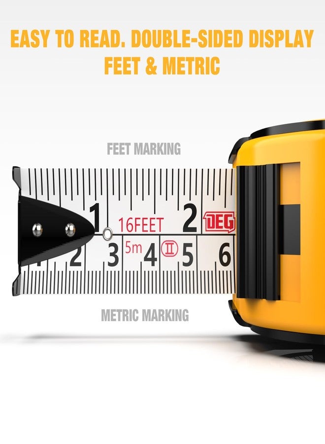 DEGLASERS Magnetic Tape Measure 16FT, Retractable Measuring Tape, Easy to Read Double Sided Measuring Tape, Magnetic Hook and Shock Absorbing Carrying Case for Construction, Carpenter - Image 3