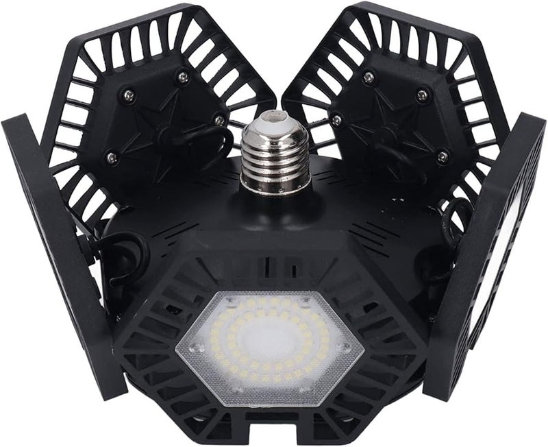 120W LED Garage Ceiling Light 5 Folding Panels Adjustable Workshop Warehouse Lamp Black - Image 3