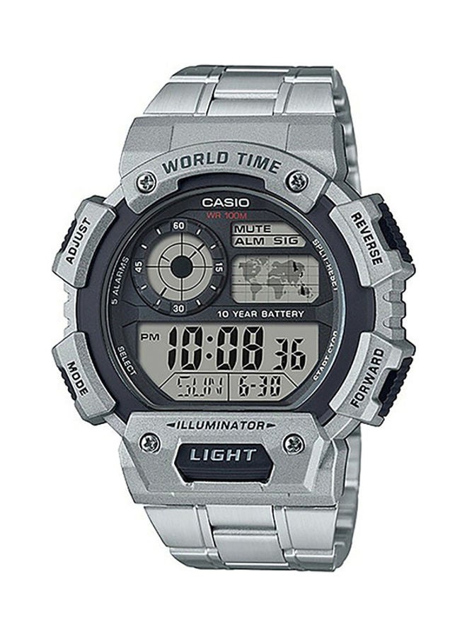 CASIO Men Youth Stainless Steel Digital Wrist Watch AE-1400WHD-1AVDF - 48 mm - Silver - Image 1