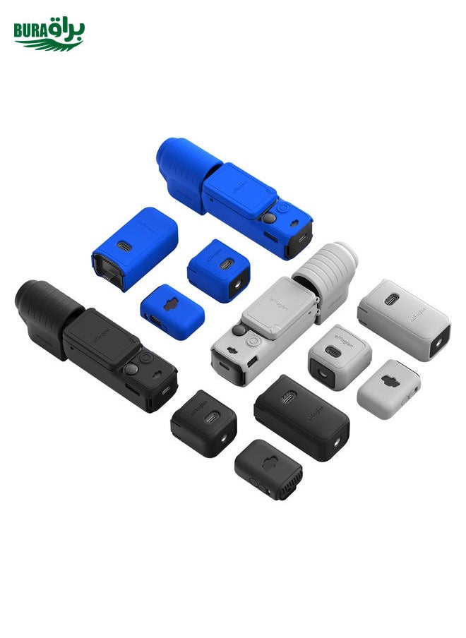 BURAQ - For DJI Osmo Pocket 3 AMagisn Silicone Protection Case Movement Camera Accessories, Style: 5 In 1 Blue - Image 1