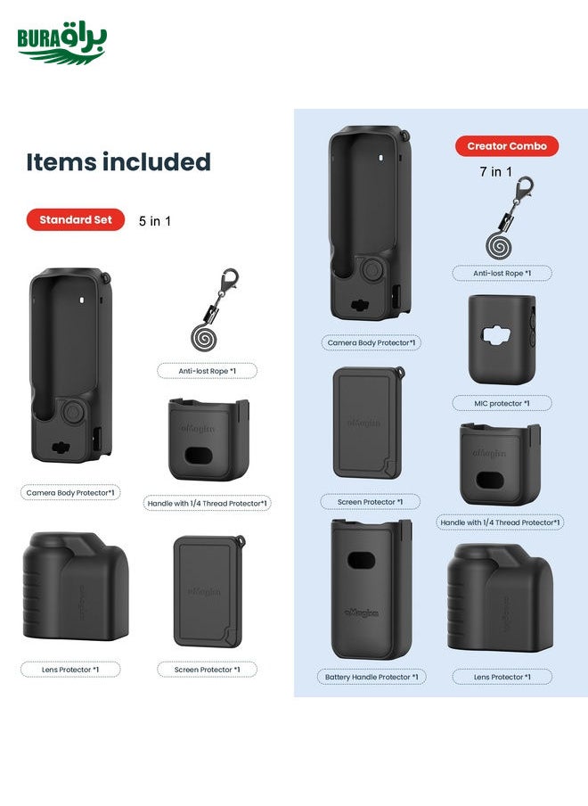 BURAQ - For DJI Osmo Pocket 3 AMagisn Silicone Protection Case Movement Camera Accessories, Style: 5 In 1 Blue - Image 1