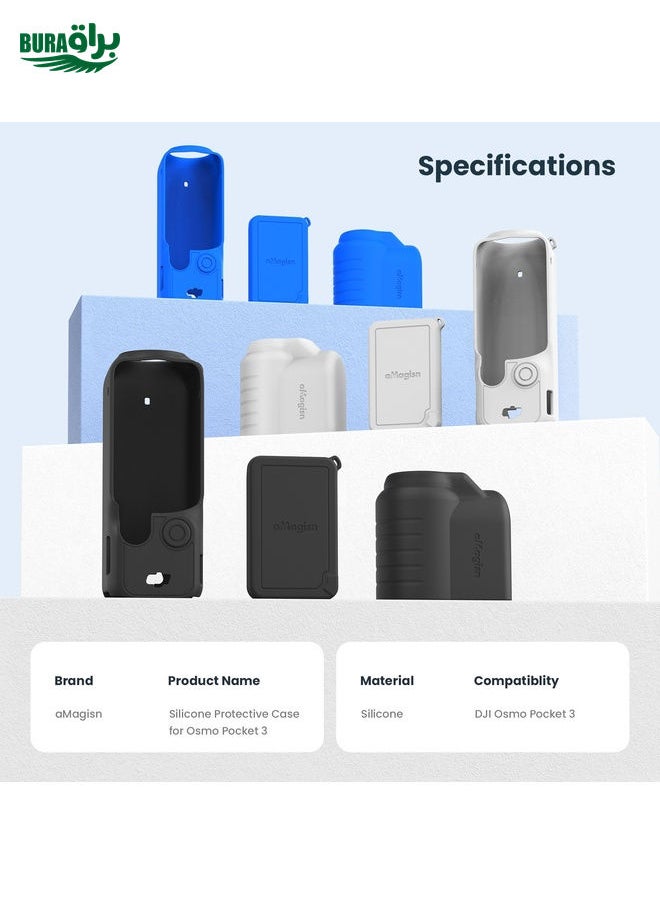 BURAQ - For DJI Osmo Pocket 3 AMagisn Silicone Protection Case Movement Camera Accessories, Style: 5 In 1 Blue - Image 1