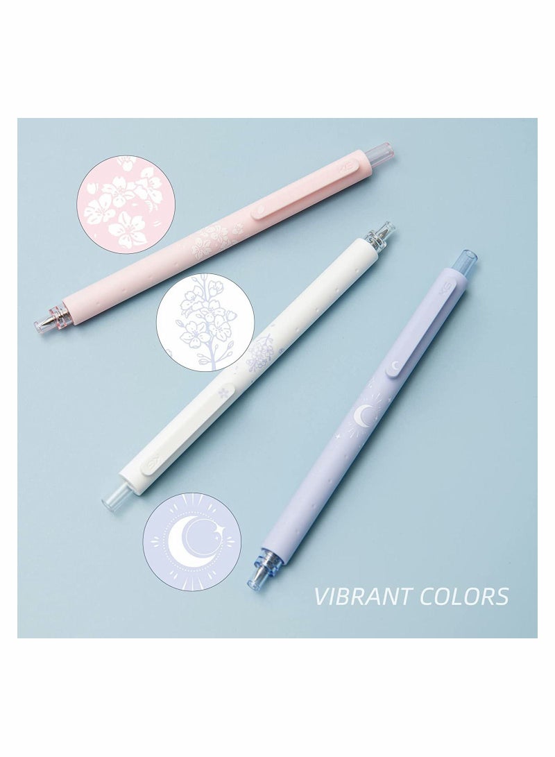 SYOSI Retractable Refillable Gel Ink Pens 0.5mm Fine Point Sakura 3 Pieces 2 Black Ink and 1 Pink Ink - Image 5