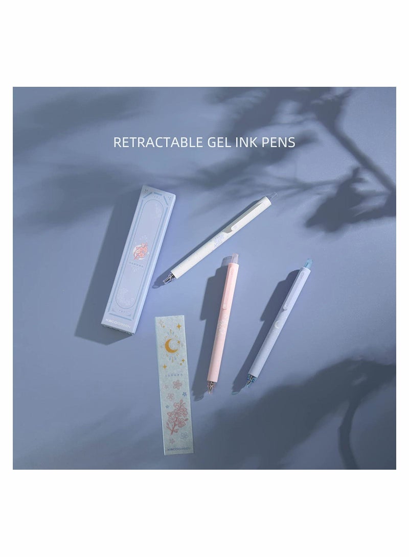 SYOSI Retractable Refillable Gel Ink Pens 0.5mm Fine Point Sakura 3 Pieces 2 Black Ink and 1 Pink Ink - Image 4