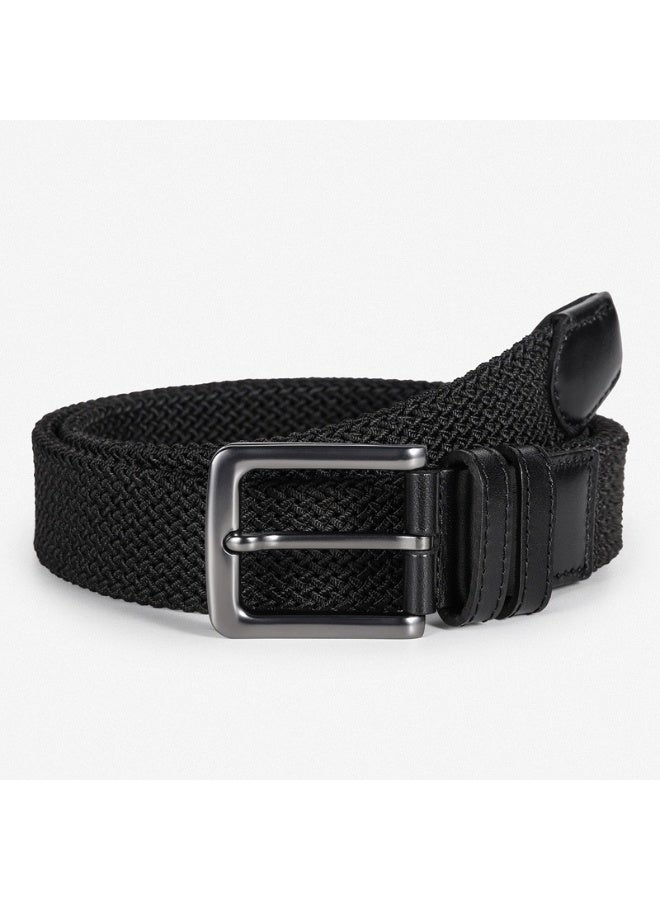 Men's Adjustable Braided Belt - 125cm Lightweight Nylon Braided Belt, Black Durable Stretch Belts Braided Belts for Golf, Casual Wear Jeans and Outdoor Activities