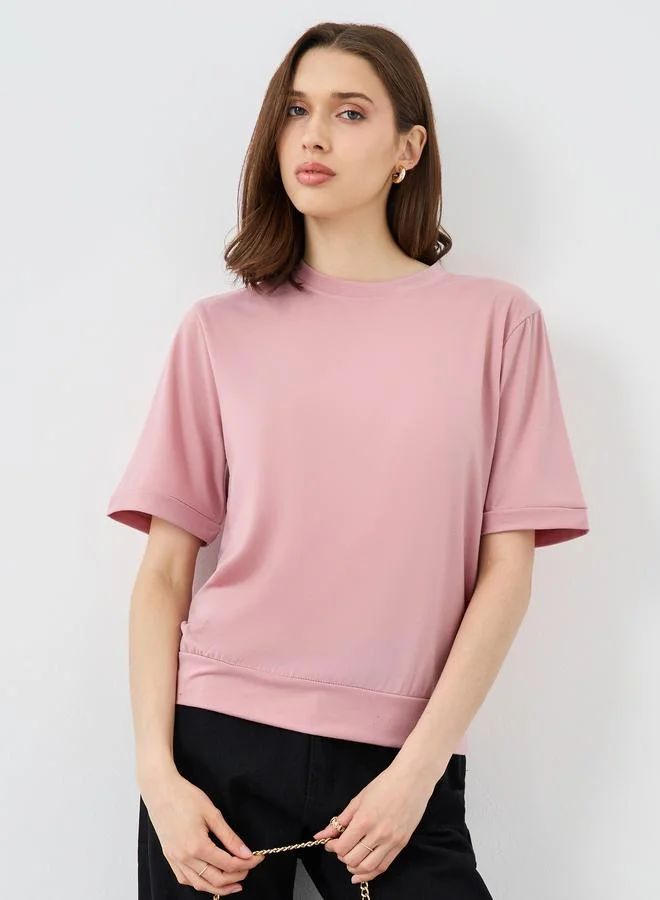تايك تو Take Two Solid Round Neck Regular Fit T-Shirt