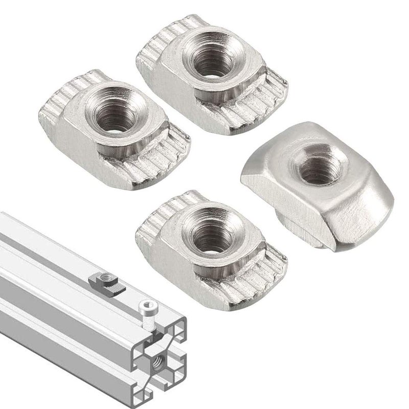 DGZ 100Pcs 2020 Series M5 T Nuts, T Slot Nut Hammer Head Fastener Nut, Nickel Plated Carbon Steel Nut for Aluminum Profile(2020 Series M5) - Image 1