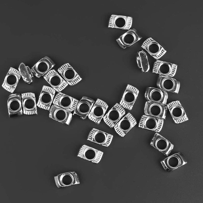 DGZ 100Pcs 2020 Series M5 T Nuts, T Slot Nut Hammer Head Fastener Nut, Nickel Plated Carbon Steel Nut for Aluminum Profile(2020 Series M5) - Image 2