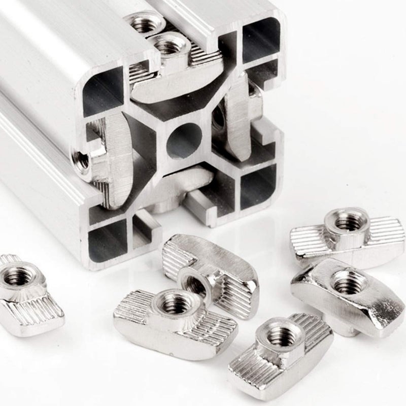 DGZ 100Pcs 2020 Series M5 T Nuts, T Slot Nut Hammer Head Fastener Nut, Nickel Plated Carbon Steel Nut for Aluminum Profile(2020 Series M5) - Image 5