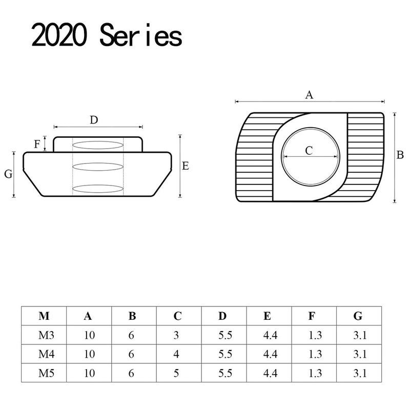 DGZ 100Pcs 2020 Series M5 T Nuts, T Slot Nut Hammer Head Fastener Nut, Nickel Plated Carbon Steel Nut for Aluminum Profile(2020 Series M5) - Image 3
