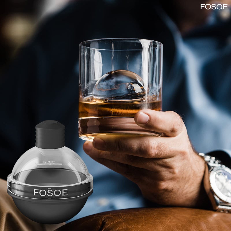 FOSOE Silicone Ice Ball Molds for Whiskey - Set of 4 Round Makers with Lids for Cocktails, Bourbon, and Drinks - Image 4