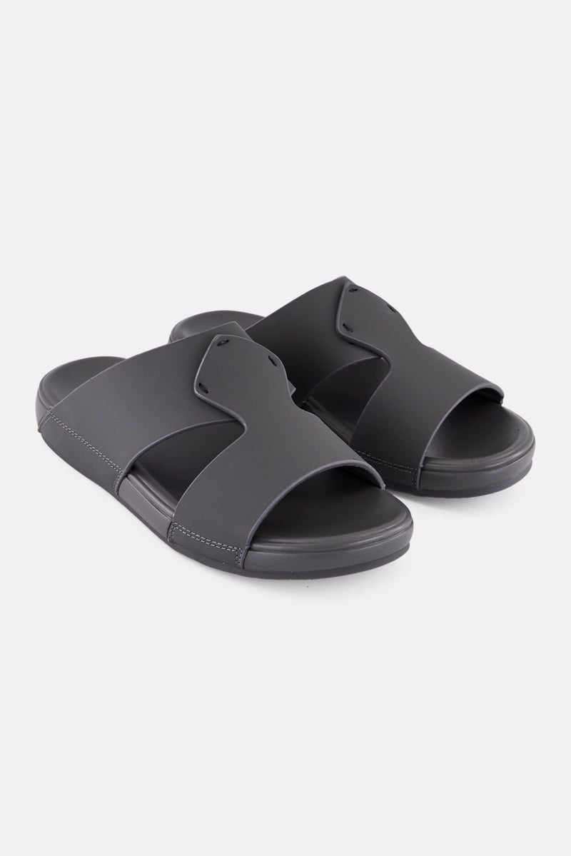 Algspar Men Slip On Arabic Sandals, Dark Grey - Image 1