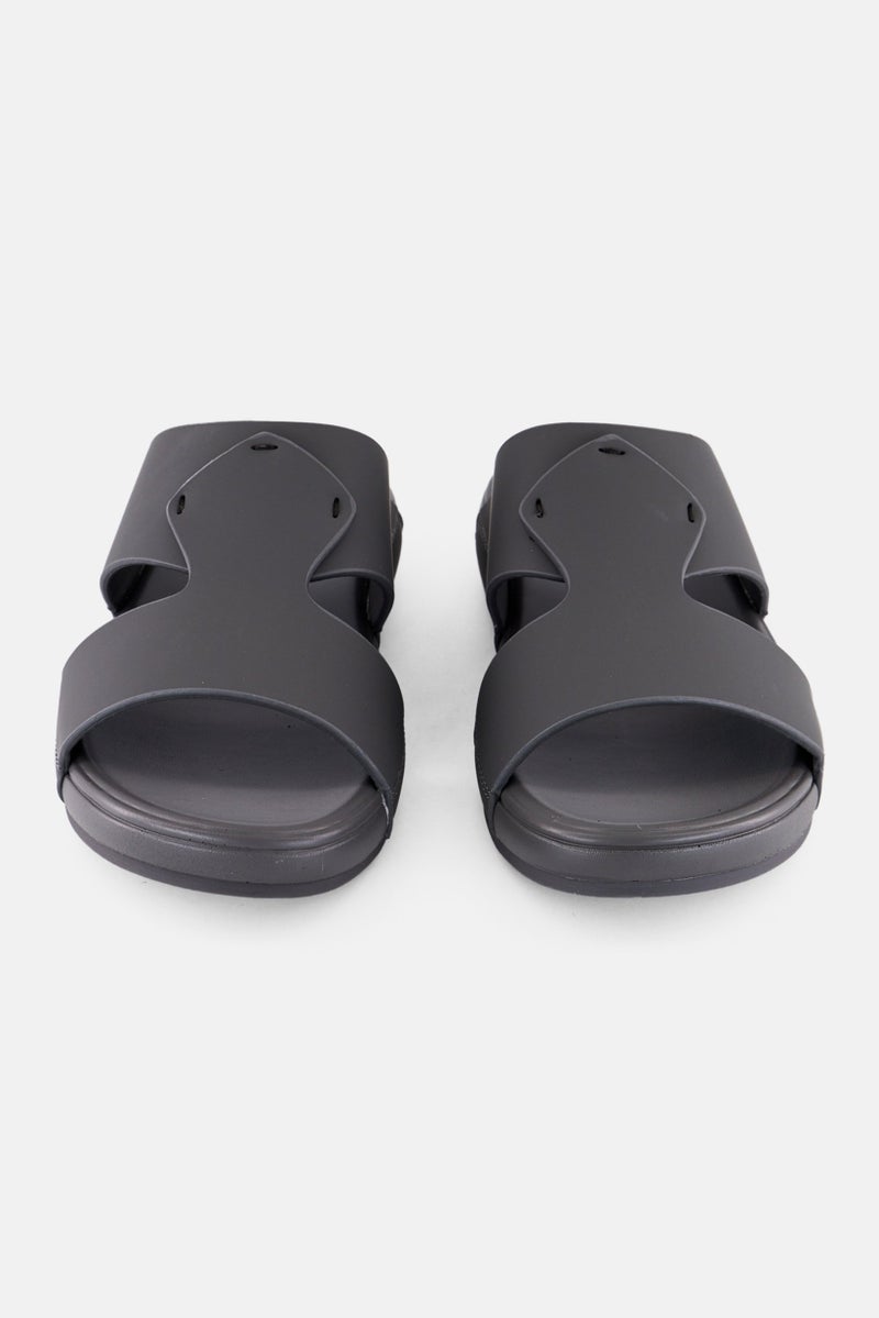 Algspar Men Slip On Arabic Sandals, Dark Grey - Image 2
