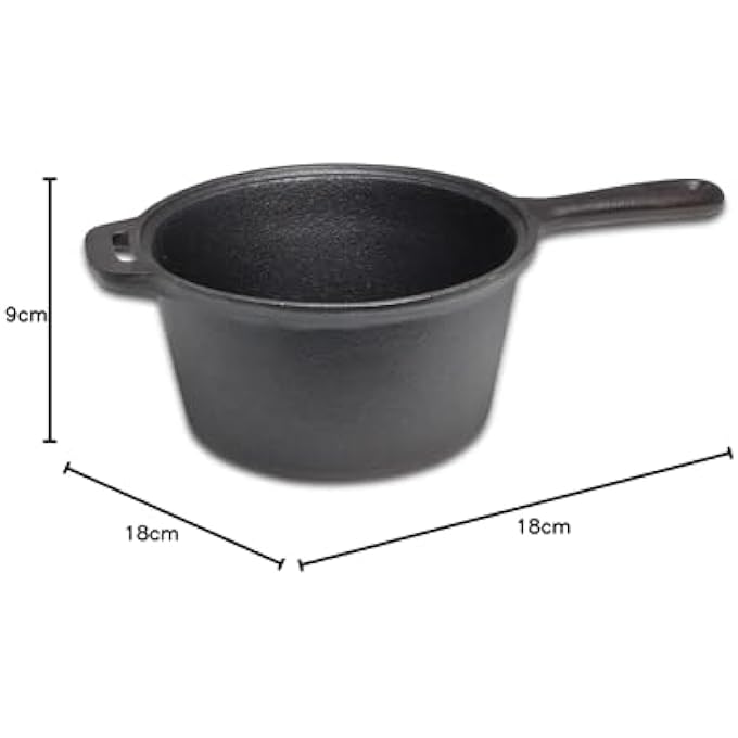 هيت قدر صلصة من الحديد الزهر مقاس 18 سم × 9 سم أسود - Image 4