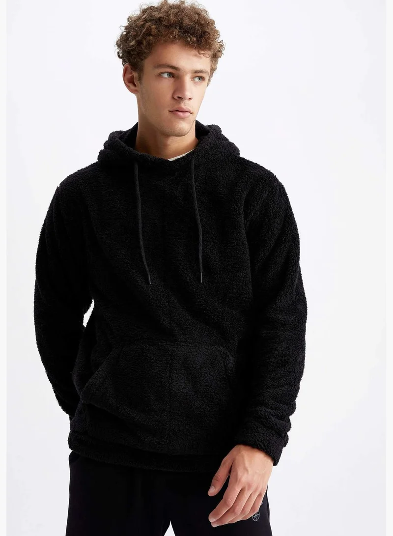 DeFacto Man Hooded Long Sleeve Knitted Sweatshirt