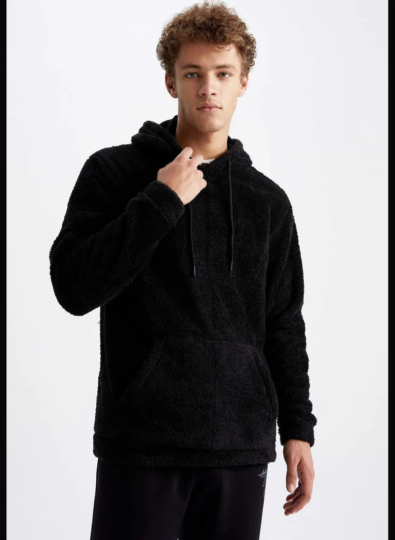 DeFacto Man Hooded Long Sleeve Knitted Sweatshirt