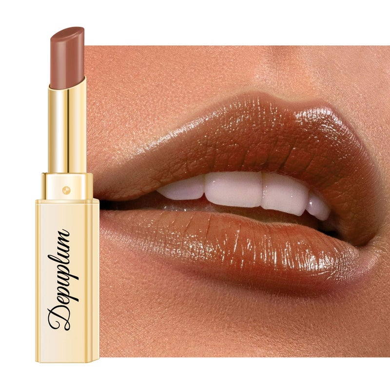 Depuplum Brown Lipstick for Women Hydrate Glossy Lipstick Moisture Lip Gloss Sheer-Medium Coverage Long Lasting Lipsticks for Dry Lips (DM72 Brown) - Image 1