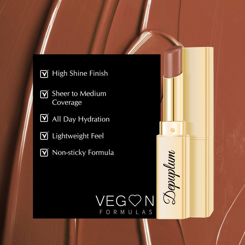 Depuplum Brown Lipstick for Women Hydrate Glossy Lipstick Moisture Lip Gloss Sheer-Medium Coverage Long Lasting Lipsticks for Dry Lips (DM72 Brown) - Image 4