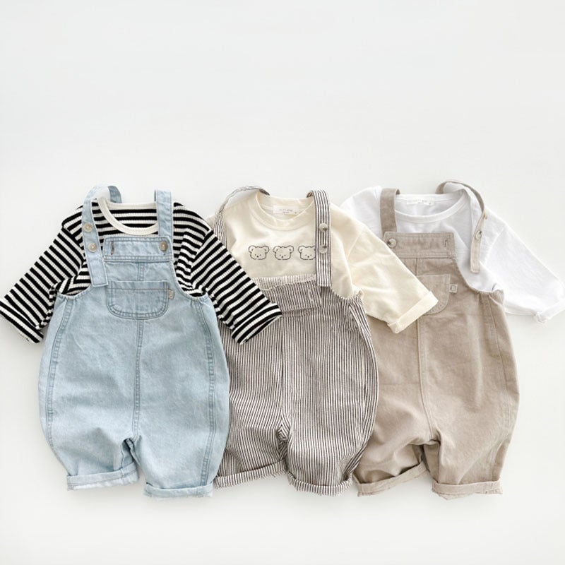 Korean Style ins Baby and Young Children's Wear Stylish Denim Strap Pants Children's Spring and Autumn Trendy Simple Casual Jumpsuit - Image 3