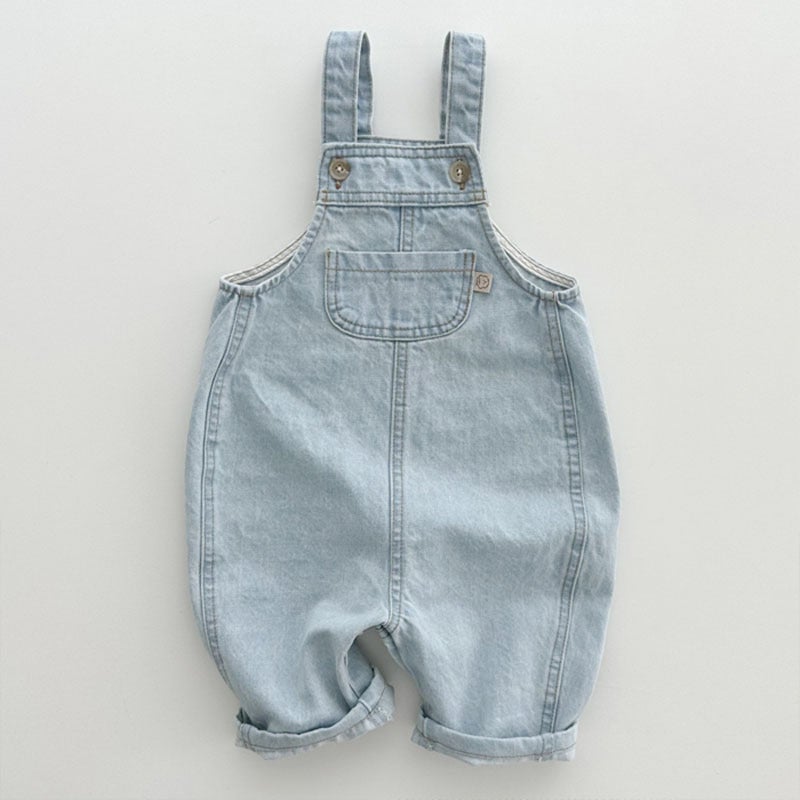 Korean Style ins Baby and Young Children's Wear Stylish Denim Strap Pants Children's Spring and Autumn Trendy Simple Casual Jumpsuit - Image 1