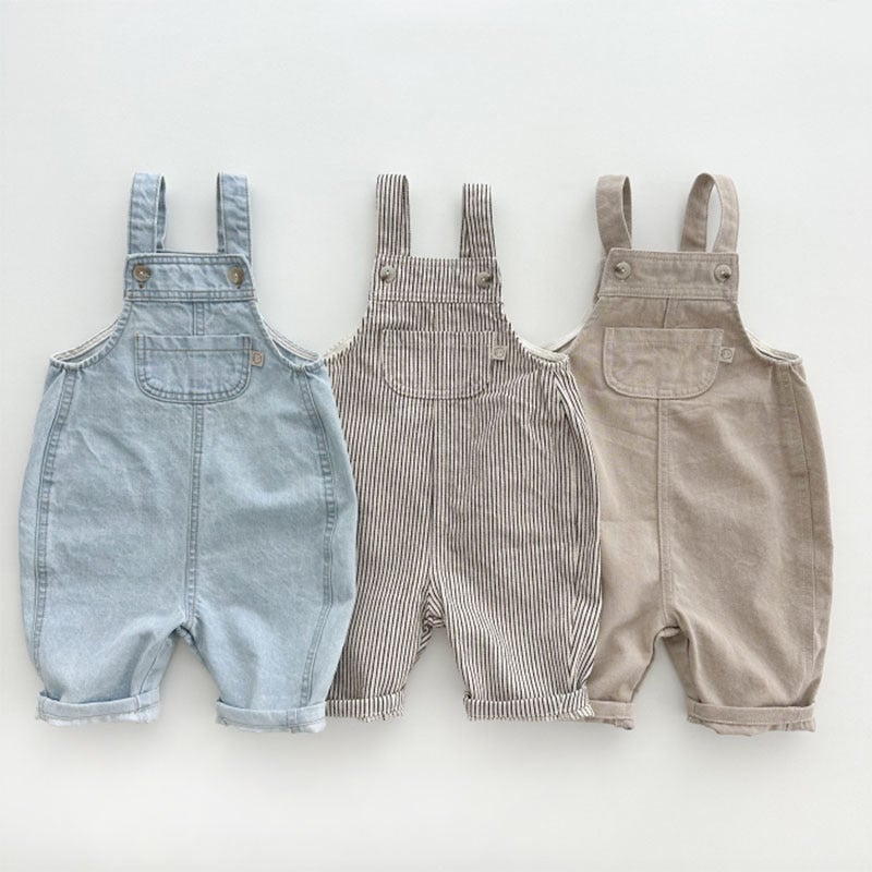 Korean Style ins Baby and Young Children's Wear Stylish Denim Strap Pants Children's Spring and Autumn Trendy Simple Casual Jumpsuit - Image 2