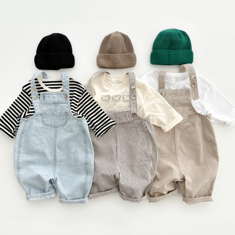 Korean Style ins Baby and Young Children's Wear Stylish Denim Strap Pants Children's Spring and Autumn Trendy Simple Casual Jumpsuit - Image 4