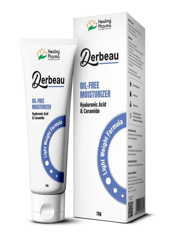 Healing Pharma - Derbeau Oil-Free Moisturizer with 8 Types of Hyaluronic Acid & Ceramide Complex | Lightweight Hydrating Cream for Acne-Prone & Oily Skin | 75g - Image 1