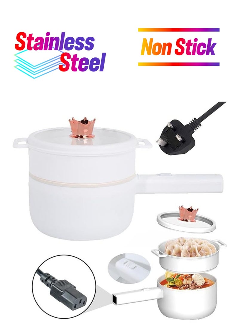 Electric Hot Pot with Steamer, 2L Multifunction Electric Cooker for Shabu-Shabu, Stir Fry, Noodles, Pasta, Nons-tick Frying Pan for Sauté, Power Control Ramen Cooker (2L) - Image 1