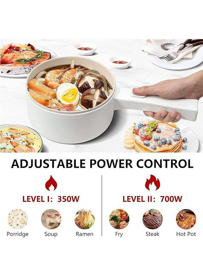 Electric Hot Pot with Steamer, 2L Multifunction Electric Cooker for Shabu-Shabu, Stir Fry, Noodles, Pasta, Nons-tick Frying Pan for Sauté, Power Control Ramen Cooker (2L) - Image 3