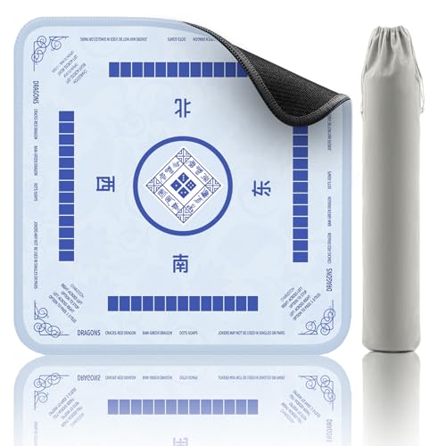 2F22E Mahjong Mat Noise Reduction NonSlip Mahjong Mat for Table 324 324 Inch Mahjong Table Mat for Poker Board Games Table Mat Card Games Tile Games DominoesSky Blue - Image 1