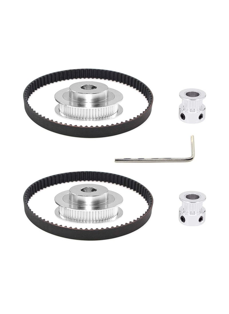 Befenybay Befenybay 2Kit 2GT Synchronous Wheel 20&60 Teeth 8mm Bore Aluminum Timing Pulley with 2pcs Length 200mm Width 6mm Belt (20-60T-8B-6)  - Image 2