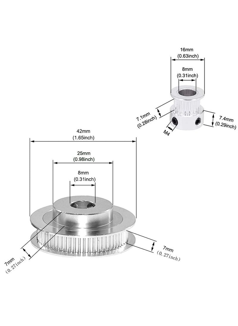 Befenybay Befenybay 2Kit 2GT Synchronous Wheel 20&60 Teeth 8mm Bore Aluminum Timing Pulley with 2pcs Length 200mm Width 6mm Belt (20-60T-8B-6)  - Image 3
