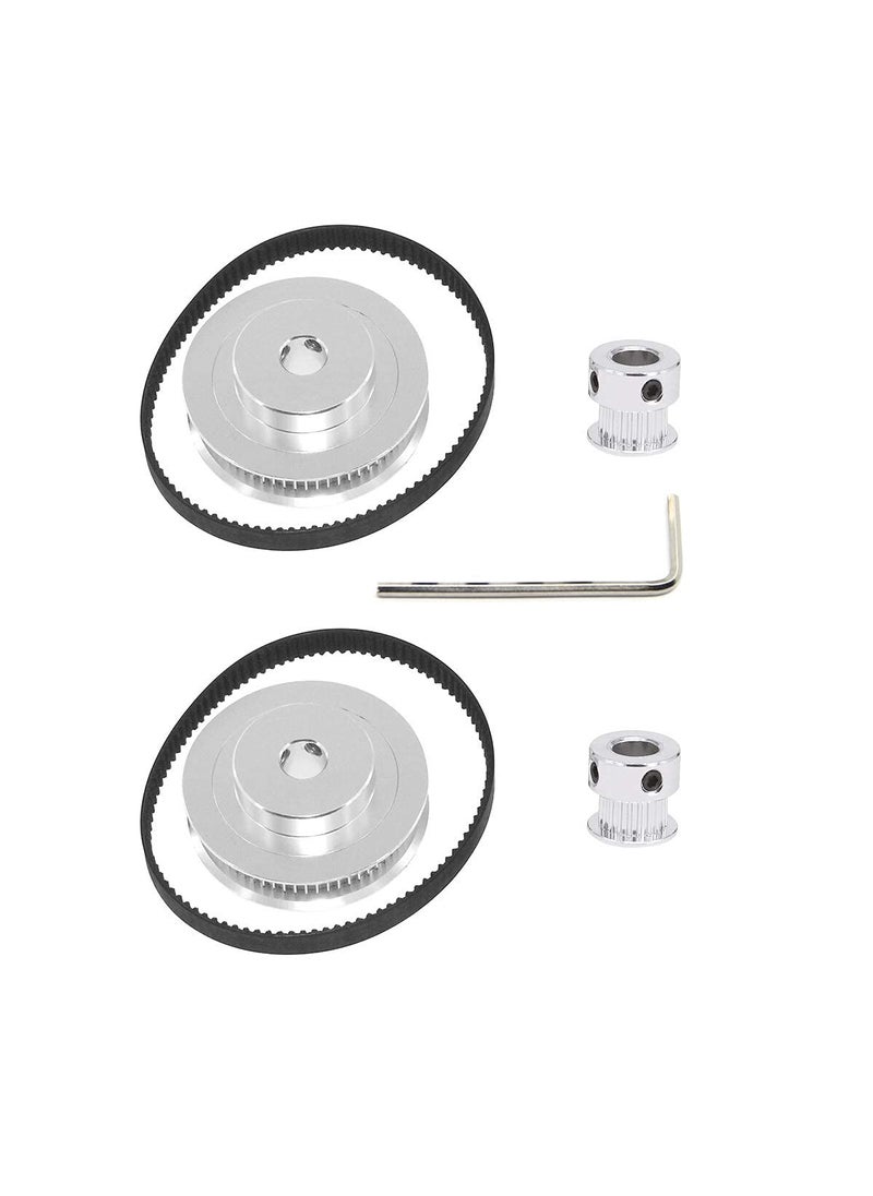 Befenybay Befenybay 2Kit 2GT Synchronous Wheel 20&60 Teeth 8mm Bore Aluminum Timing Pulley with 2pcs Length 200mm Width 6mm Belt (20-60T-8B-6)  - Image 5