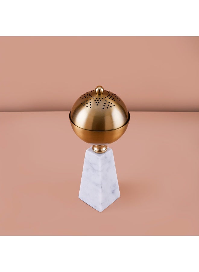 أواني مبخرة بخور من الرخام والذهب - حامل أنيق لعطر المنزل - Image 2
