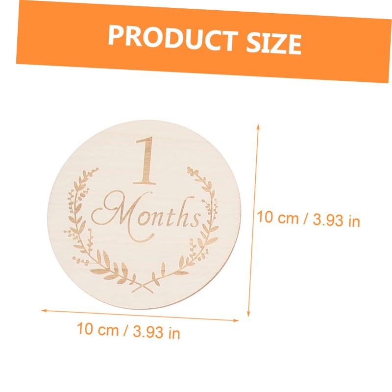 Light Yellow Wooden Monthly Growth Cards For Newborns 13 Pcs Photo Props - Image 3
