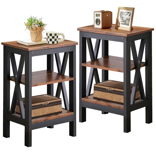 VECELO Modern Nightstands XDesign Side End Table Night Stand with Storage Shelf for BedroomLiving Room