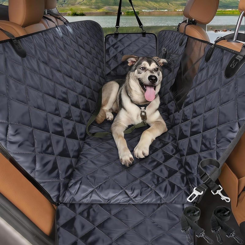 Truck Dog Seat Cover for Pickup Back Seat Mesh Window Seat Belt 100 Waterproof Dog Hammock for Car Safe Travel with Side Door Protectors NonSlip Scratchproof Pet Rear Seat Cover