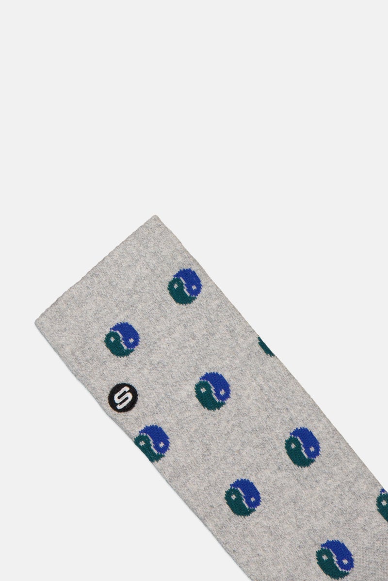 SKECHERS Men 1 Pair Allover Print Crew Socks, Grey - Image 3
