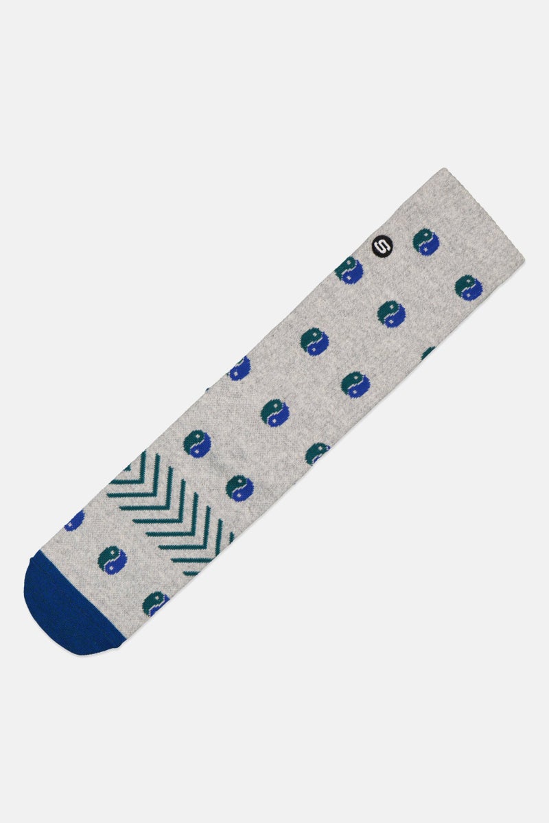 SKECHERS Men 1 Pair Allover Print Crew Socks, Grey - Image 4