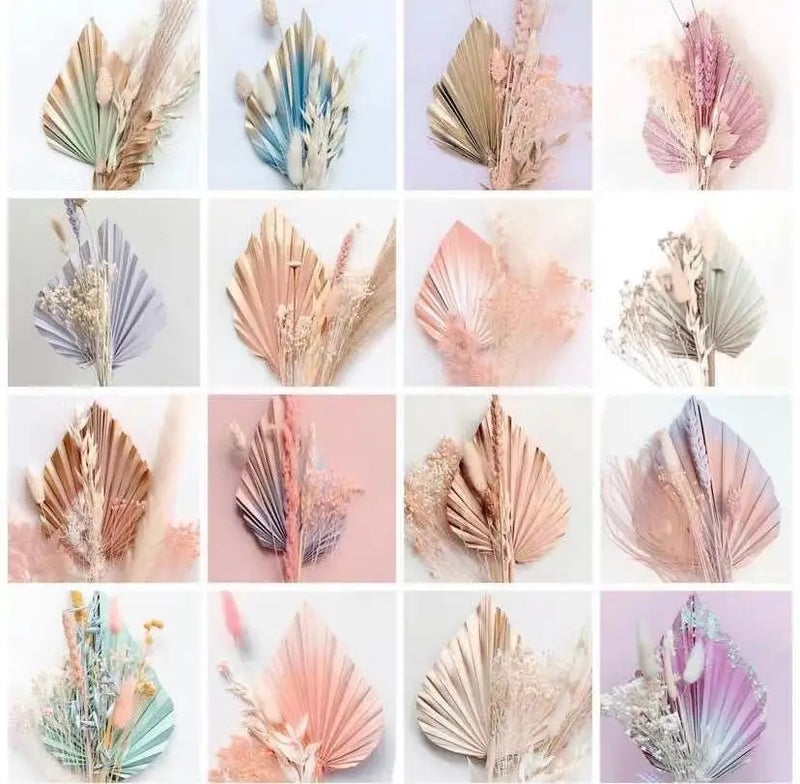 Bluejw Ychon Dried Palm Leaf Cake Topper, Natural Dried Flower Bouquet Cupcake Topper - Reusable Dried Plants Cake Decorations - Image 3
