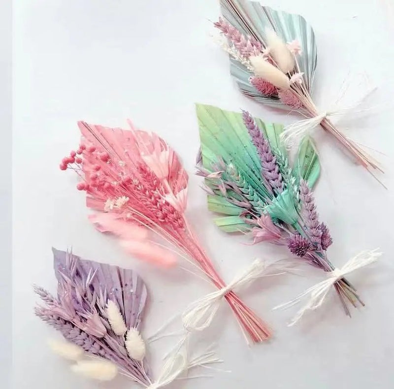 Bluejw Ychon Dried Palm Leaf Cake Topper, Natural Dried Flower Bouquet Cupcake Topper - Reusable Dried Plants Cake Decorations - Image 2